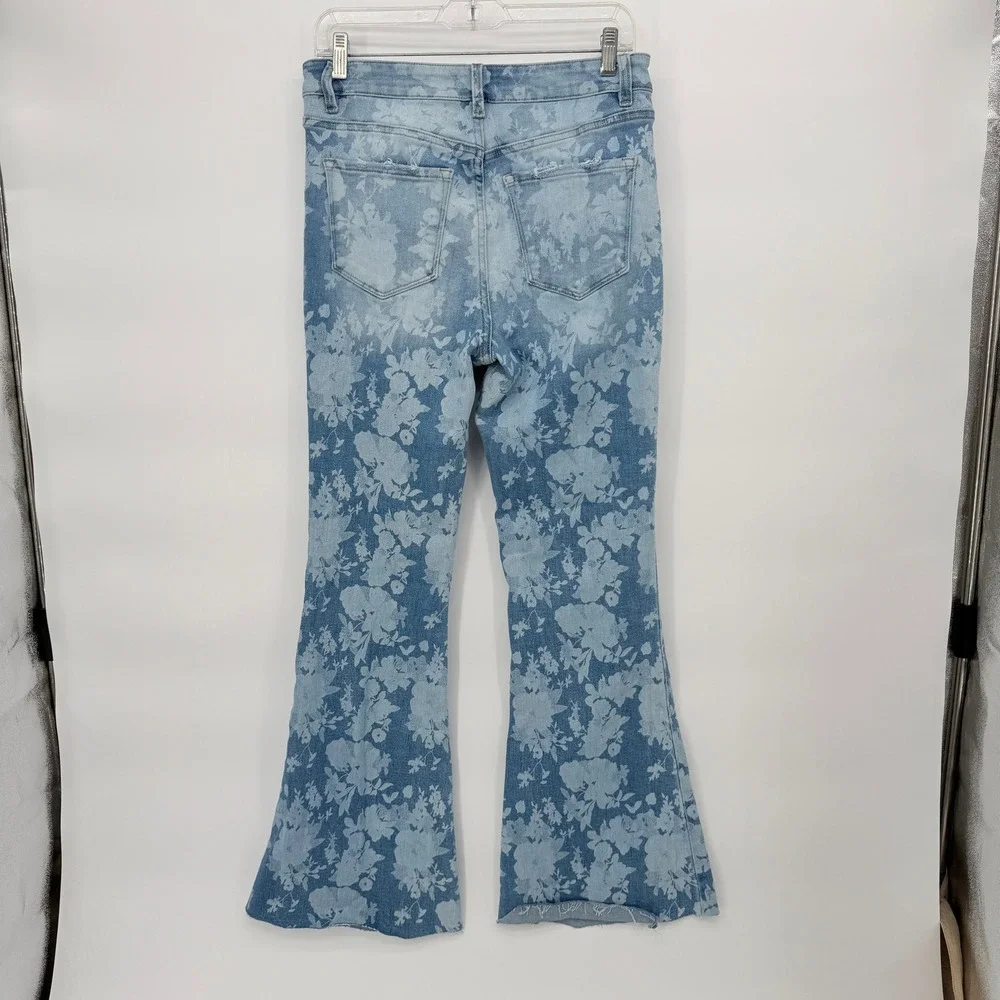 Altar'd State Flare Denim‎ Jeans Floral Printed Distressed Boho Hippie Size 29